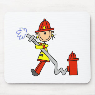 Stick Figure Firefighter with Hose Mousepad