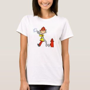 Stick Figure Firefighter with Hose T-shirts