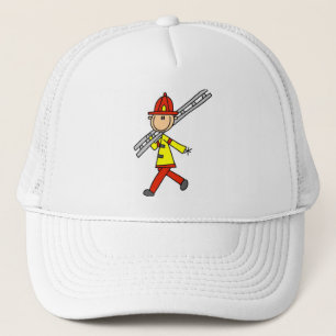 Stick Figure Firefighter with Ladder Hat