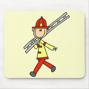 Stick Figure Firefighter with Ladder Mouse Pad