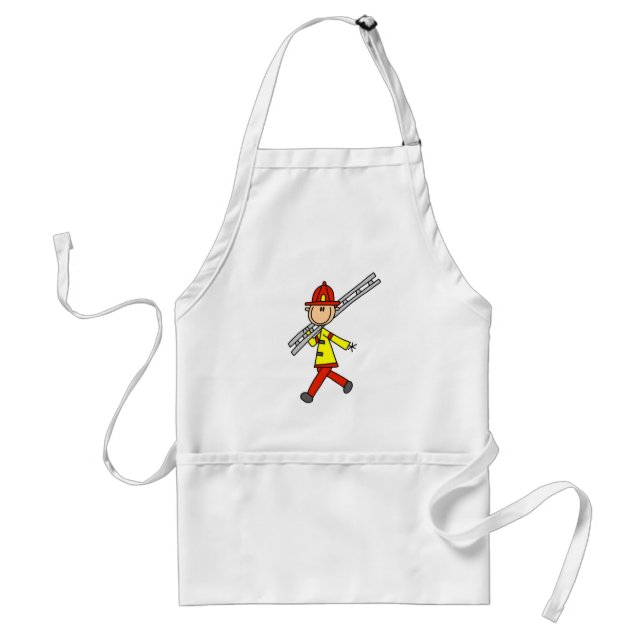 Stick Figure Firefighter with Ladder Standard Apron (Front)