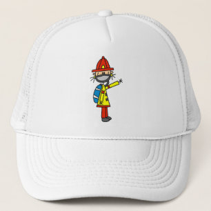 Stick Figure Firefighter with Mask Hat