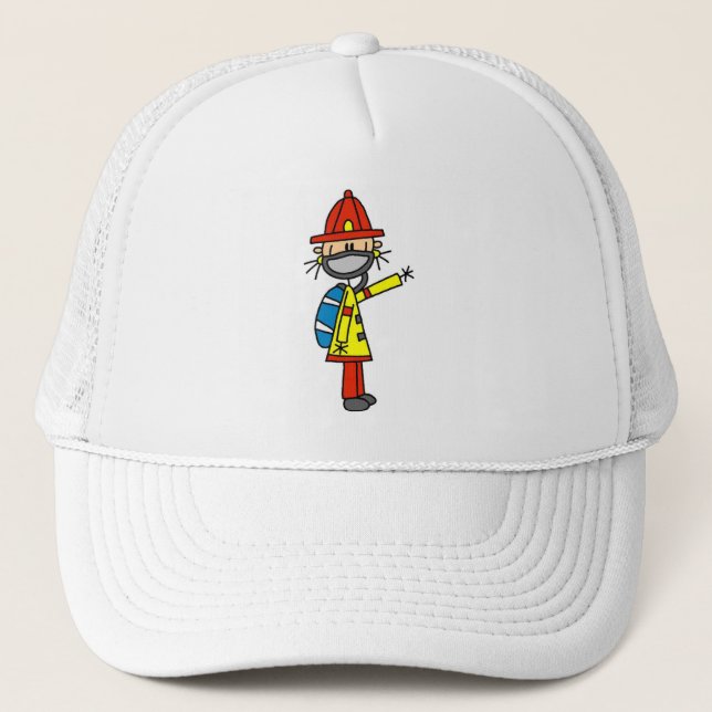 Stick Figure Firefighter with Mask Hat (Front)