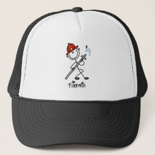 Stick Figure Fireman Trucker Hat