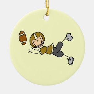 Stick Figure Football Gold Ceramic Tree Decoration
