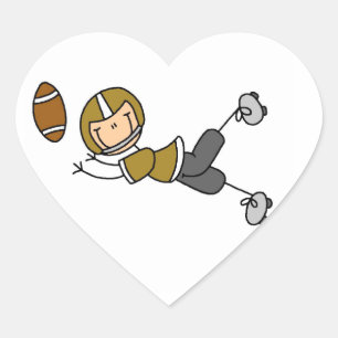 Stick Figure Football Gold Heart Sticker