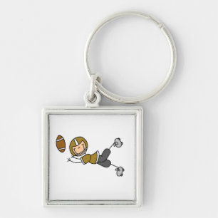 Stick Figure Football Gold Key Ring