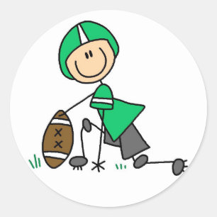 Stick Figure Football Green Classic Round Sticker