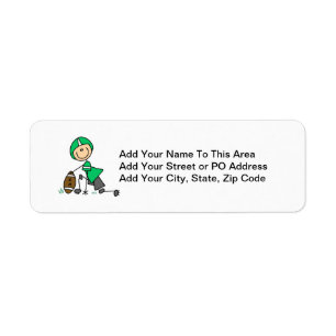 Stick Figure Football Green Return Address Label