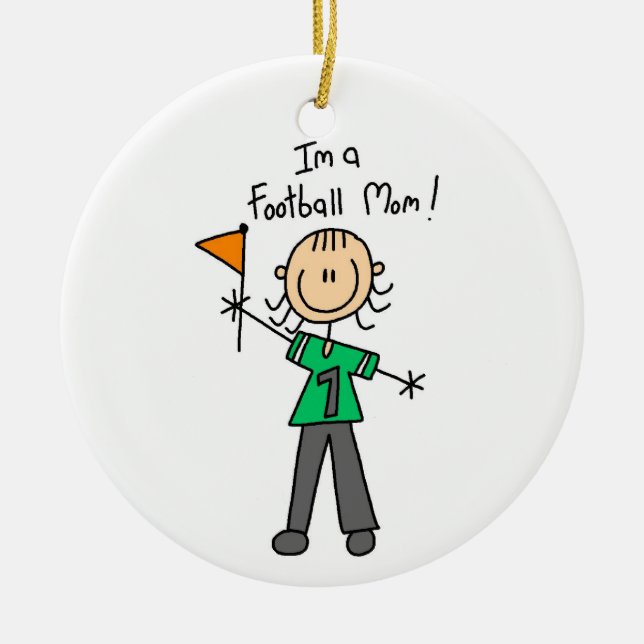 Stick Figure Football Mum Ceramic Ornament (Front)