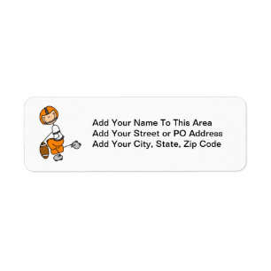Stick Figure Football Orange Return Address Label