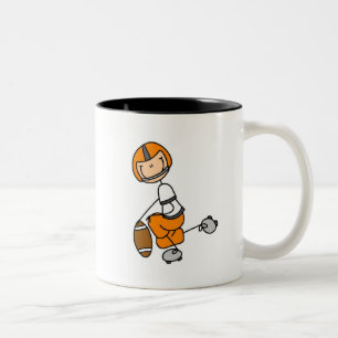Stick Figure Football Orange Two-Tone Coffee Mug