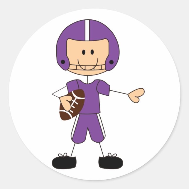 Stick Figure Football Player Classic Round Sticker (Front)