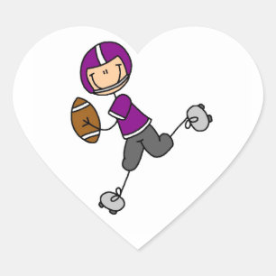 Stick Figure Football Purple Heart Sticker