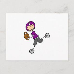 Stick Figure Football Purple Postcard