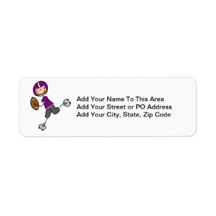 Stick Figure Football Purple Return Address Label