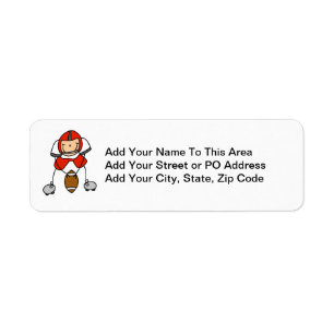Stick Figure Football Red Return Address Label