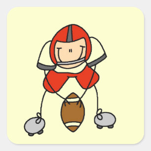 Stick Figure Football Red Square Sticker