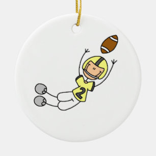Stick Figure Football Yellow Ceramic Tree Decoration