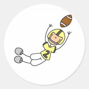 Stick Figure Football Yellow Classic Round Sticker