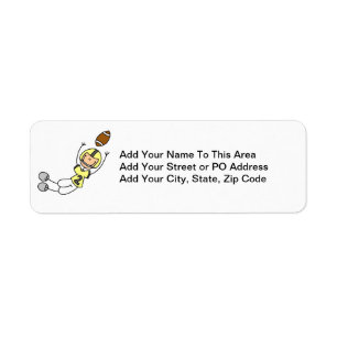 Stick Figure Football Yellow Return Address Label