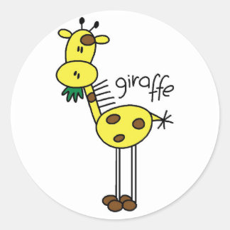 Stick Figure Giraffe T-shirts and Gifts Classic Round Sticker