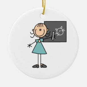 Stick Figure Girl at Chalk Board Ornament