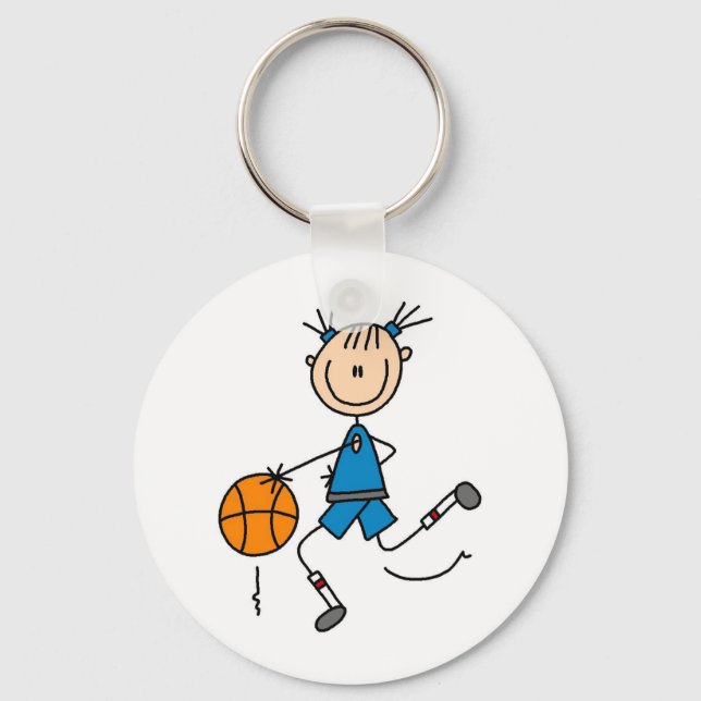 Stick Figure Girl Basketball Player Tshirts Key Ring (Front)