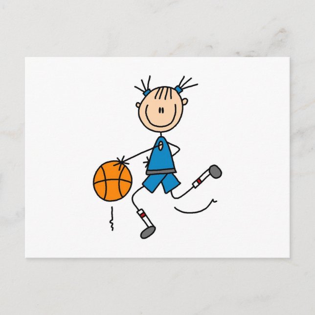 Stick Figure Girl Basketball Player Tshirts Postcard (Front)