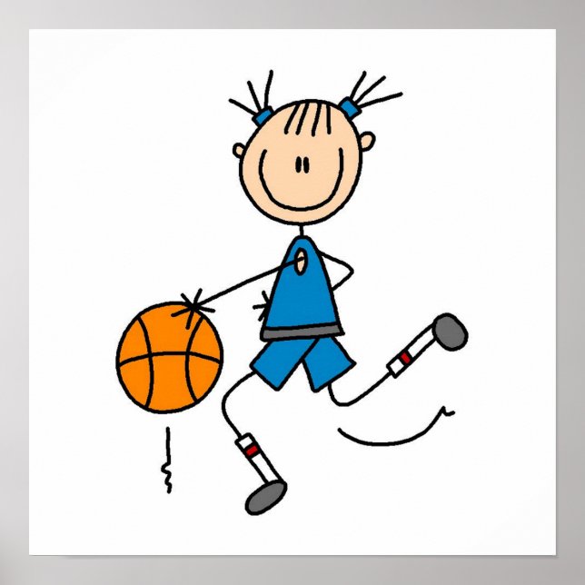 Stick Figure Girl Basketball Player Tshirts Poster (Front)