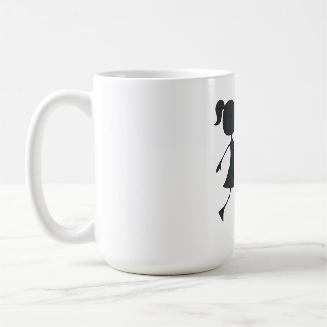 Stick Figure Girl Catching Heart Graphic Tee Coffee Mug (Left)