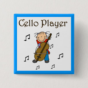 Stick Figure Girl Cello Player T-shirts and Gifts 15 Cm Square Badge