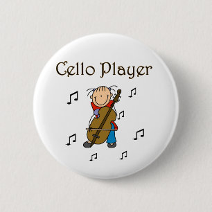 Stick Figure Girl Cello Player T-shirts and Gifts 6 Cm Round Badge