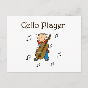 Stick Figure Girl Cello Player T-shirts and Gifts Postcard