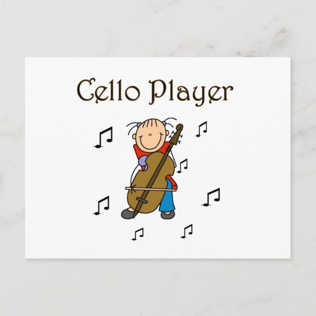 Stick Figure Girl Cello Player T-shirts and Gifts Postcard (Front)