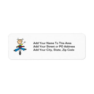 Stick Figure Girl Driving a Scooter Return Address Label