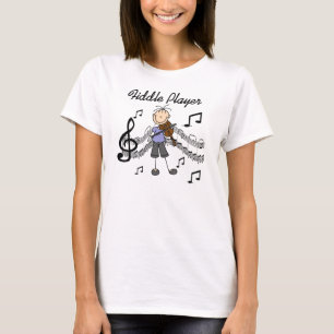Stick Figure Girl Fiddle Player Tshirts and Gifts