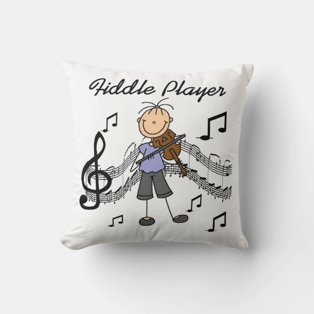 Stick Figure Girl Fiddle Player Tshirts and Gifts Cushion (Front)