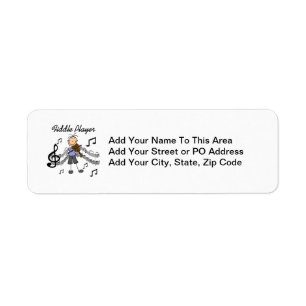 Stick Figure Girl Fiddle Player Tshirts and Gifts Return Address Label