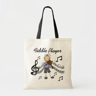 Stick Figure Girl Fiddle Player Tshirts and Gifts Tote Bag