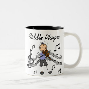 Stick Figure Girl Fiddle Player Tshirts and Gifts Two-Tone Coffee Mug