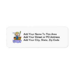 Stick Figure Girl Fishing Return Address Label