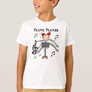 Stick Figure Girl Flute Player Tshirts and Gifts