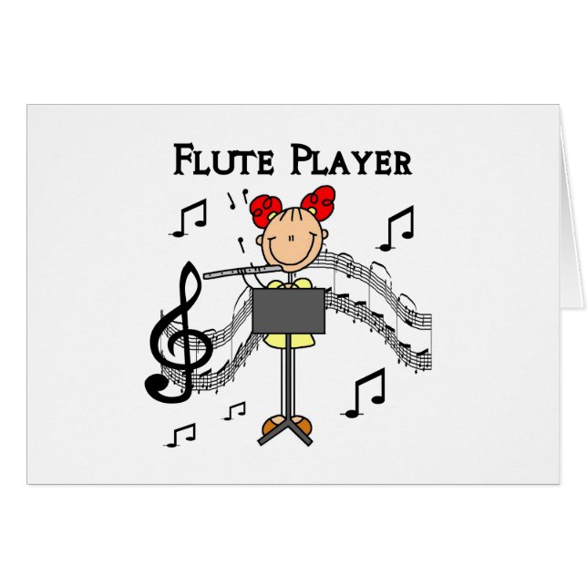 Stick Figure Girl Flute Player Tshirts and Gifts (Front Horizontal)