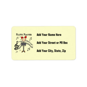 Stick Figure Girl Flute Player Tshirts and Gifts Label