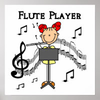Stick Figure Girl Flute Player Tshirts and Gifts