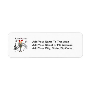 Stick Figure Girl Flute Player Tshirts and Gifts Return Address Label
