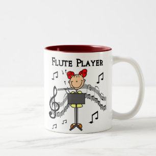 Stick Figure Girl Flute Player Tshirts and Gifts Two-Tone Coffee Mug