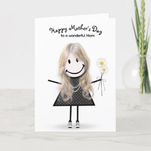 Stick Figure Girl for Mother's Day  Card