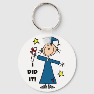 Stick Figure Girl Graduate T-shirts and Gifts Key Ring